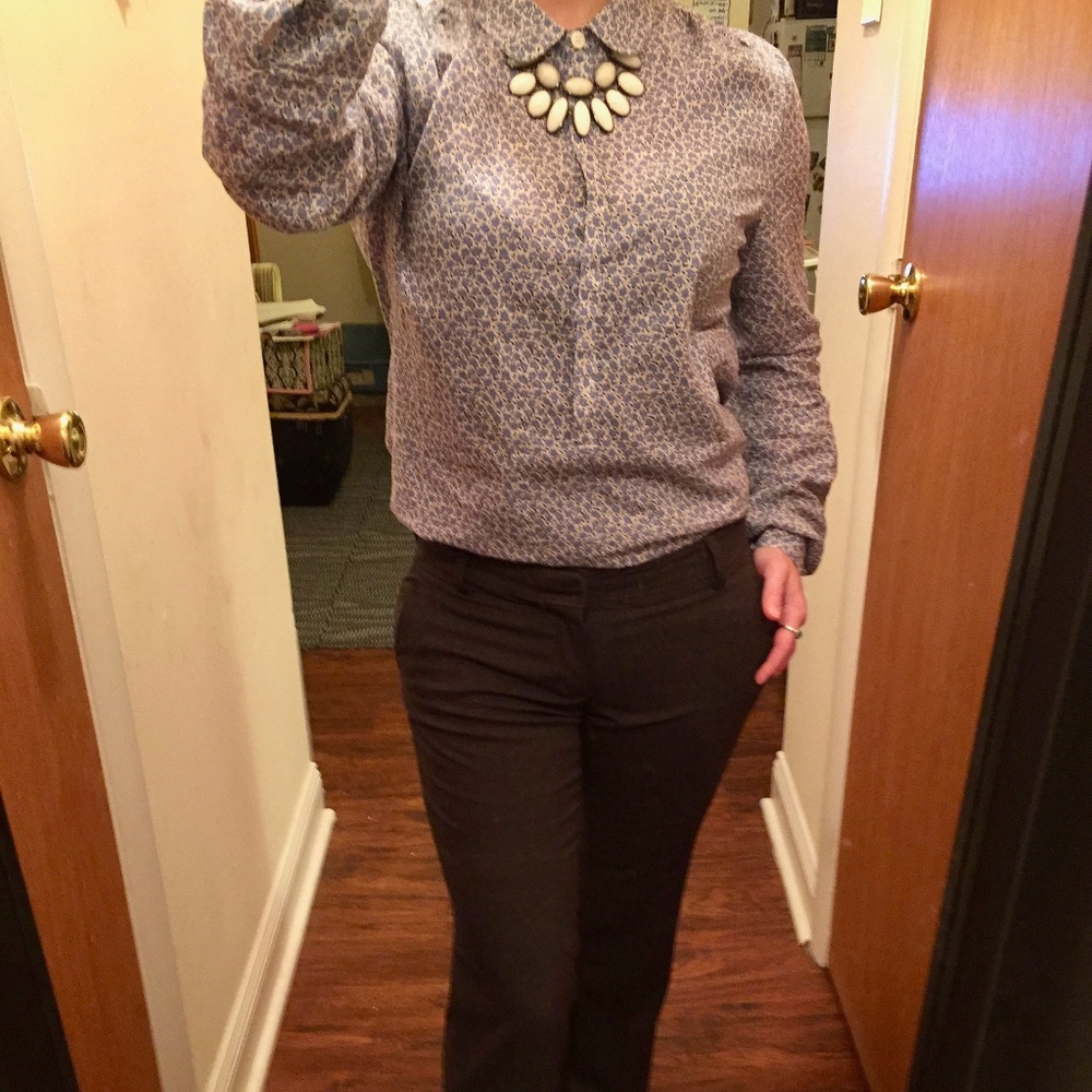 Ann Taylor LOFT long-sleeve collared floral shirt